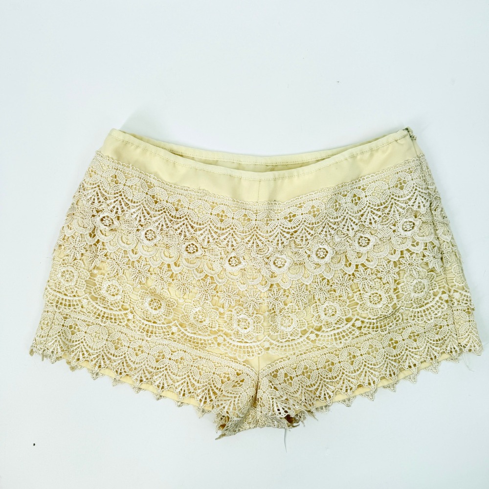 Sans Souci Lace Crochet Shorts Womens Small Cream Boho Festival IGP-476